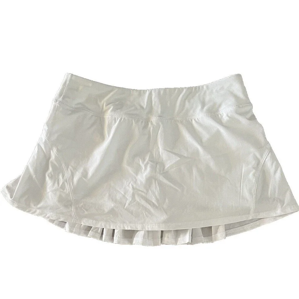 CRZ YOGA Women's High Waisted Tennis Skirt Size M White Tummy Control w/Pockets